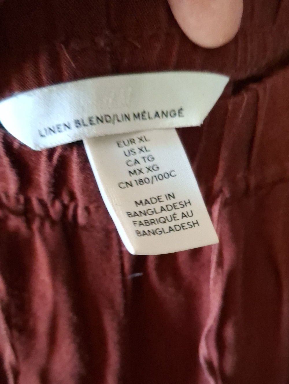 H & M Rust Linen Wide-Leg Drawstring Pants - Picture 2 of 3